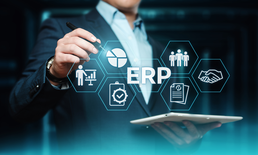 Enterprise Resource Planning ERP Corporate Company Management Business Internet Technology Concept.